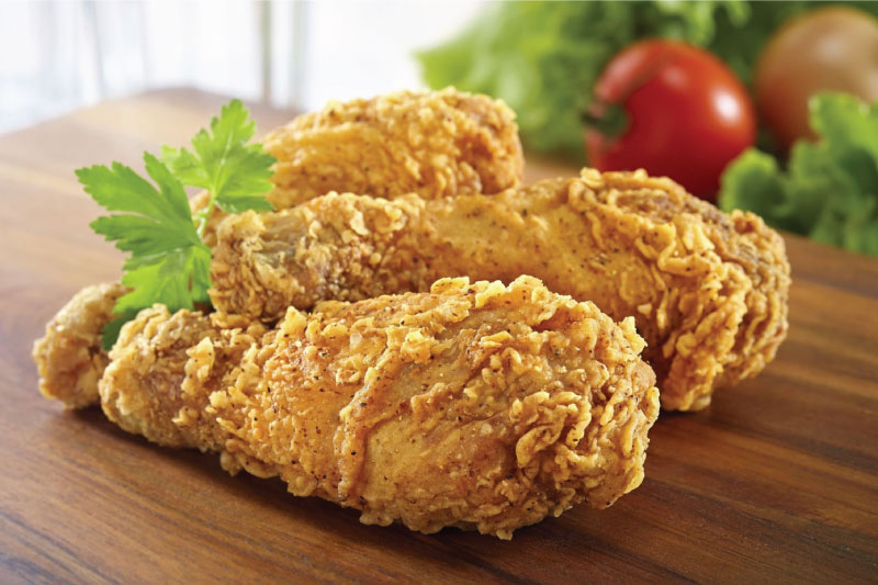 Crispy fried chicken with golden brown coating