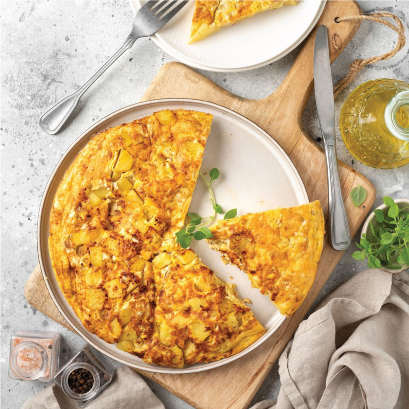 Frittata or potato pie in ceramic plate